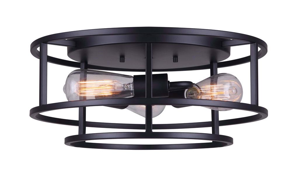 Luca 3 Light Flush Mount, Black Finish