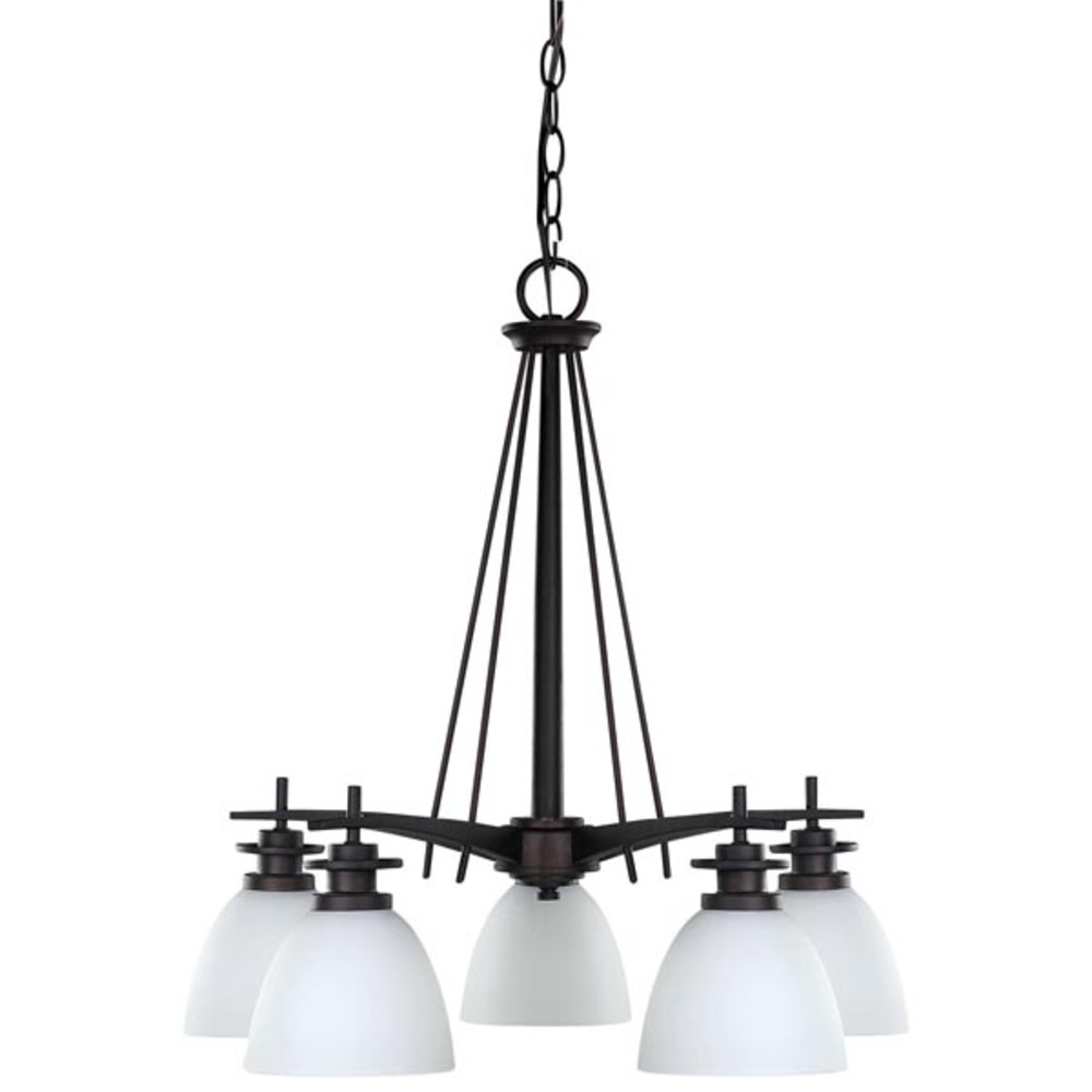 New Yorker, 5 Lt Chandelier, Flat Opal Glass, 100W Type A, 21